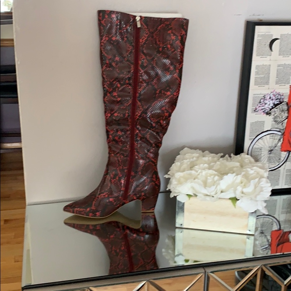 ELOQUII Red Snakeprint boots
